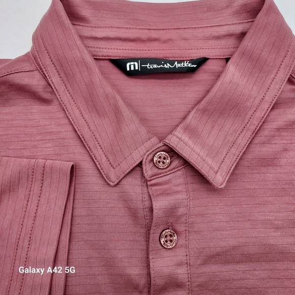 TravisMathew Other - TravisMathew Mens Polo Shirt Rose Pink Heathered Short Sleeve Size L Golf Casual